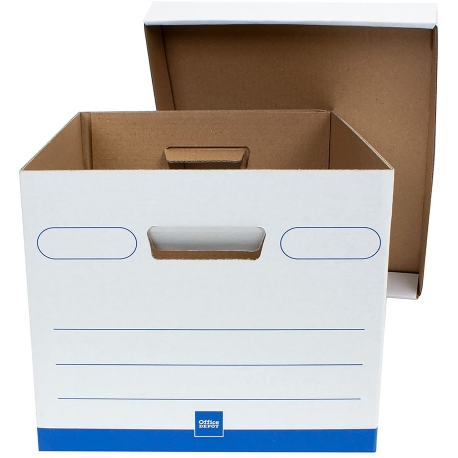 Office Depot® Brand Medium-Duty Storage Boxes, Letter/Legal True, White; Blue