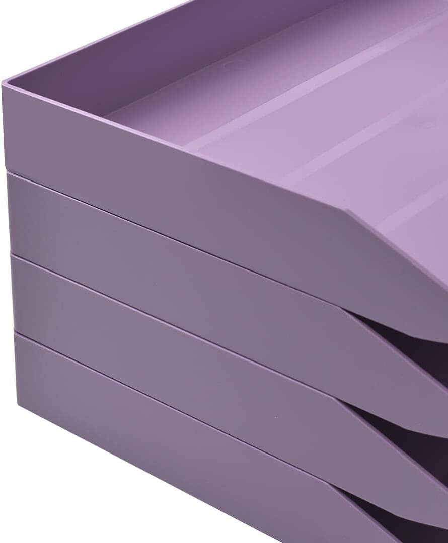 Acrimet Stackable Letter Tray 4 Tier Side 4 tier letter size, Solid Purple