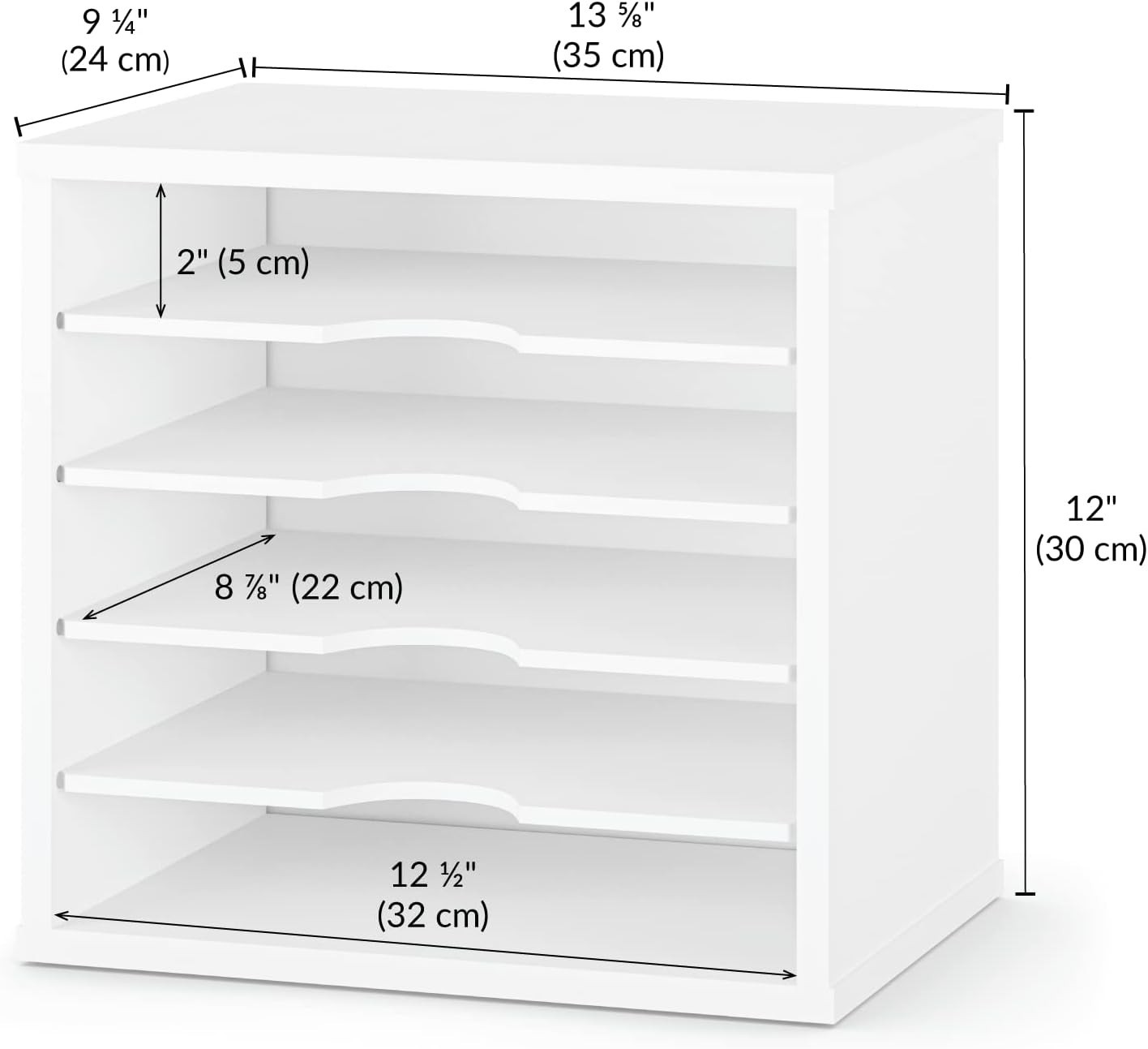 White Desk File Organizer, 5 Tier Adjustable Shelves