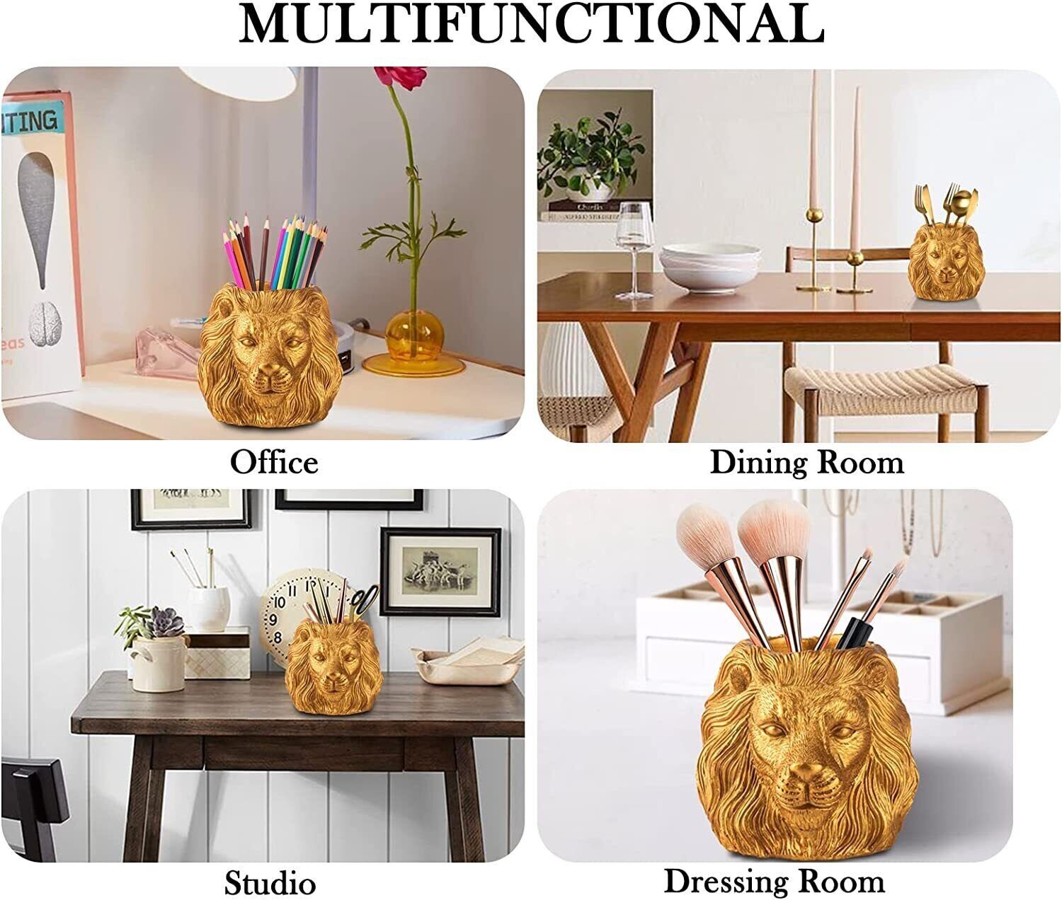 Lion Pencil Holder For Desk Golden Pen Holder For Desk Organizer Office
