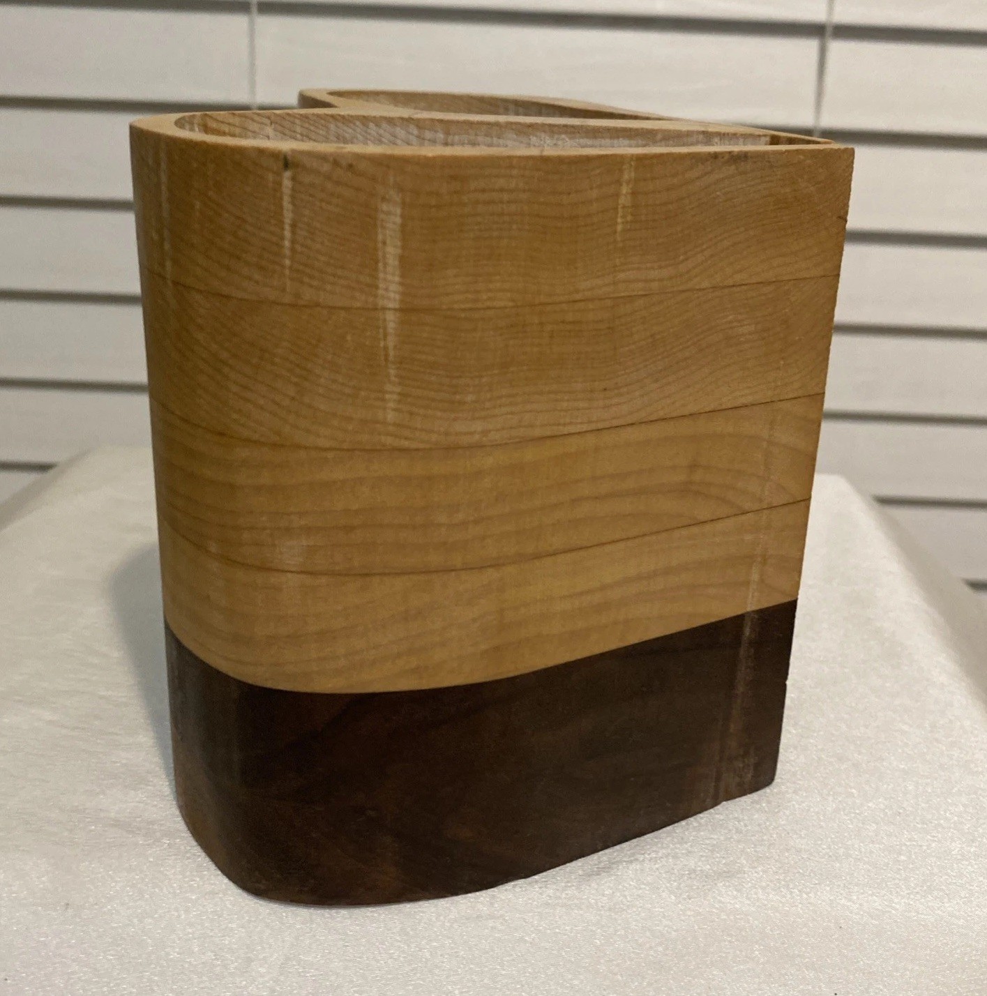 Wooden Utensil/Desk Organizer Heart Shaped Two Toned 6″ x 5″