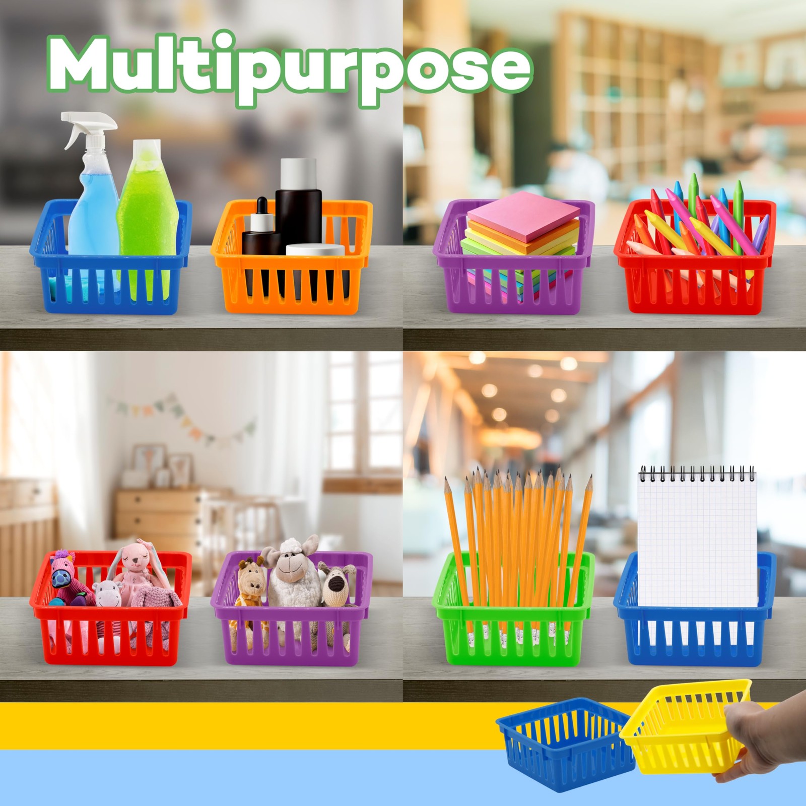 24 Pack Square Small Classroom Storage Baskets Organizer Bins for Desk