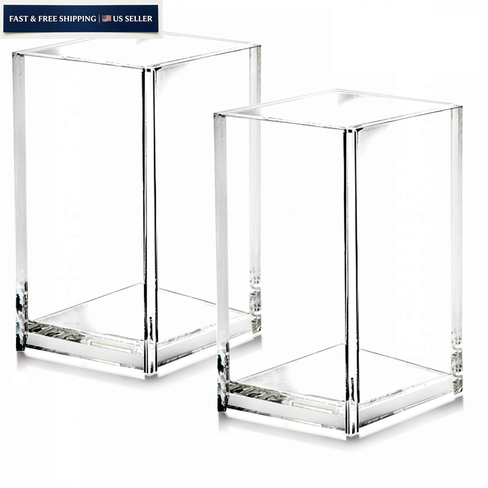 2 Pack Clear Acrylic Pencil Pen Holder Cup,Desk Accessories