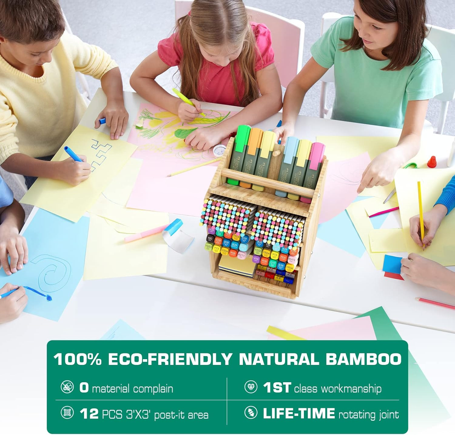 Bamboo Desk Organizer Storage Accessories – Ultra-Large 13 Compartments, 1000+ P