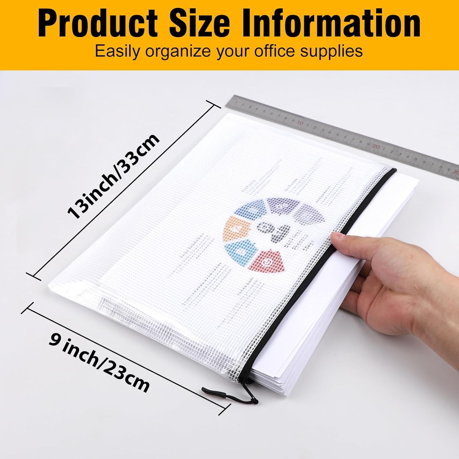 24pcs Large Mesh Zipper Pouch File Bags Reusable Zippered Pouches for Organiz…