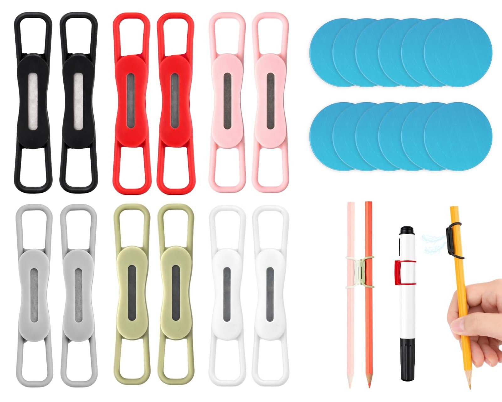 12 Pack Magnetic Pen Holder for Fridge Silicone Pen Magnet Clips Magnetic Pen…