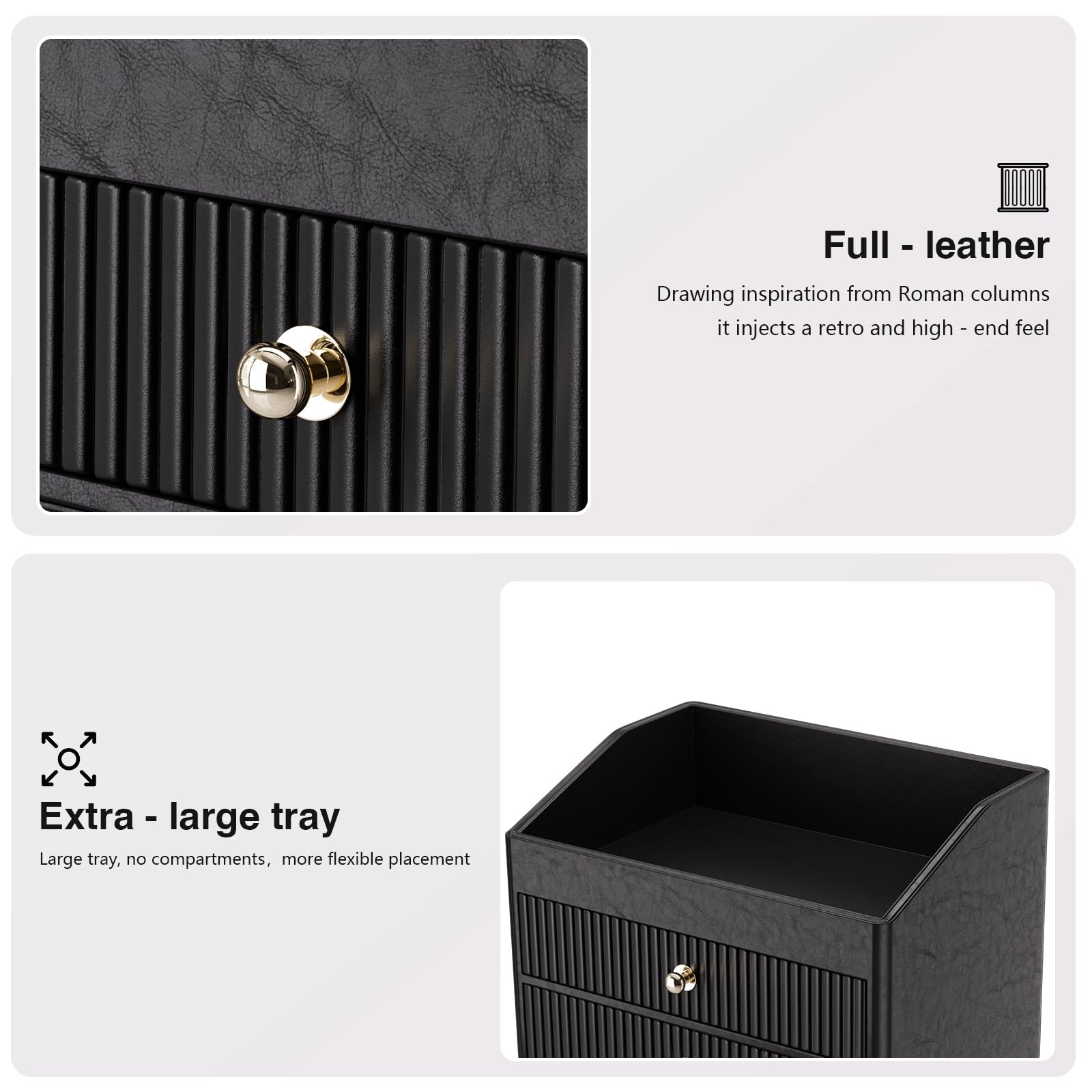 LADSTAG Desk Organizers and Accessories,Black Vegan Leather 4 layers, Black