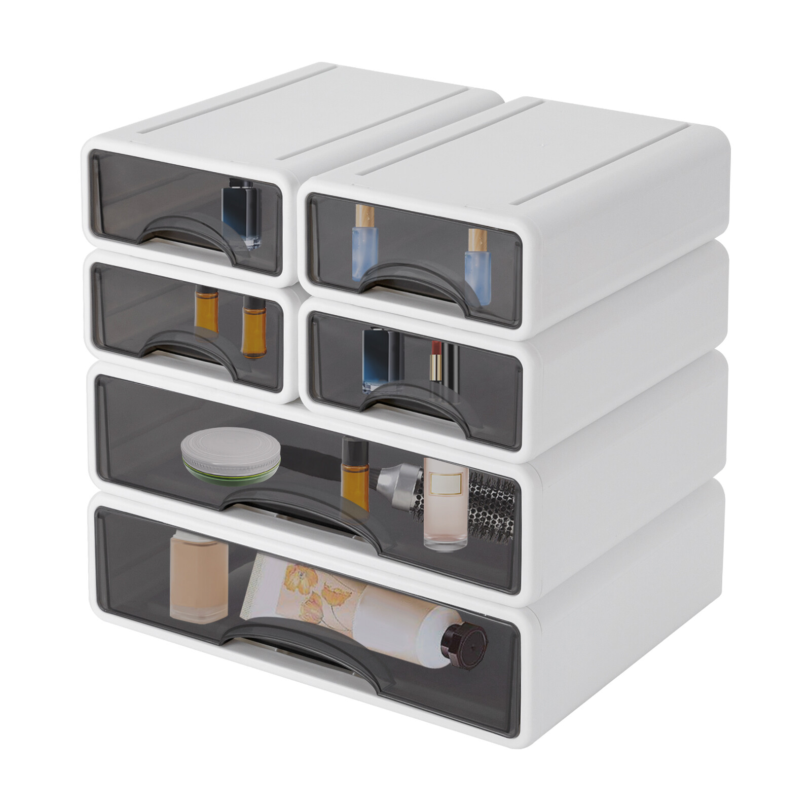 Office Storage Box with 6 Drawers Plastic Stackable Storage Drawers Organizer