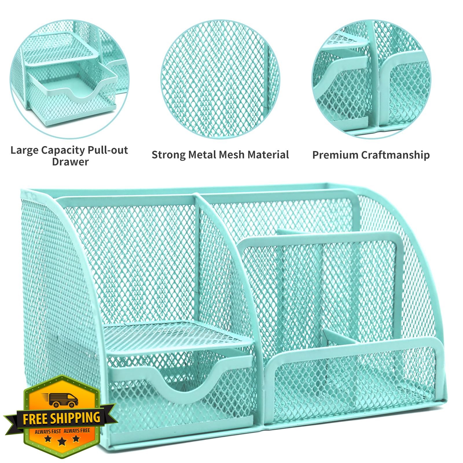 Shellvcase 12-in-1 Green Desk Organizer Set