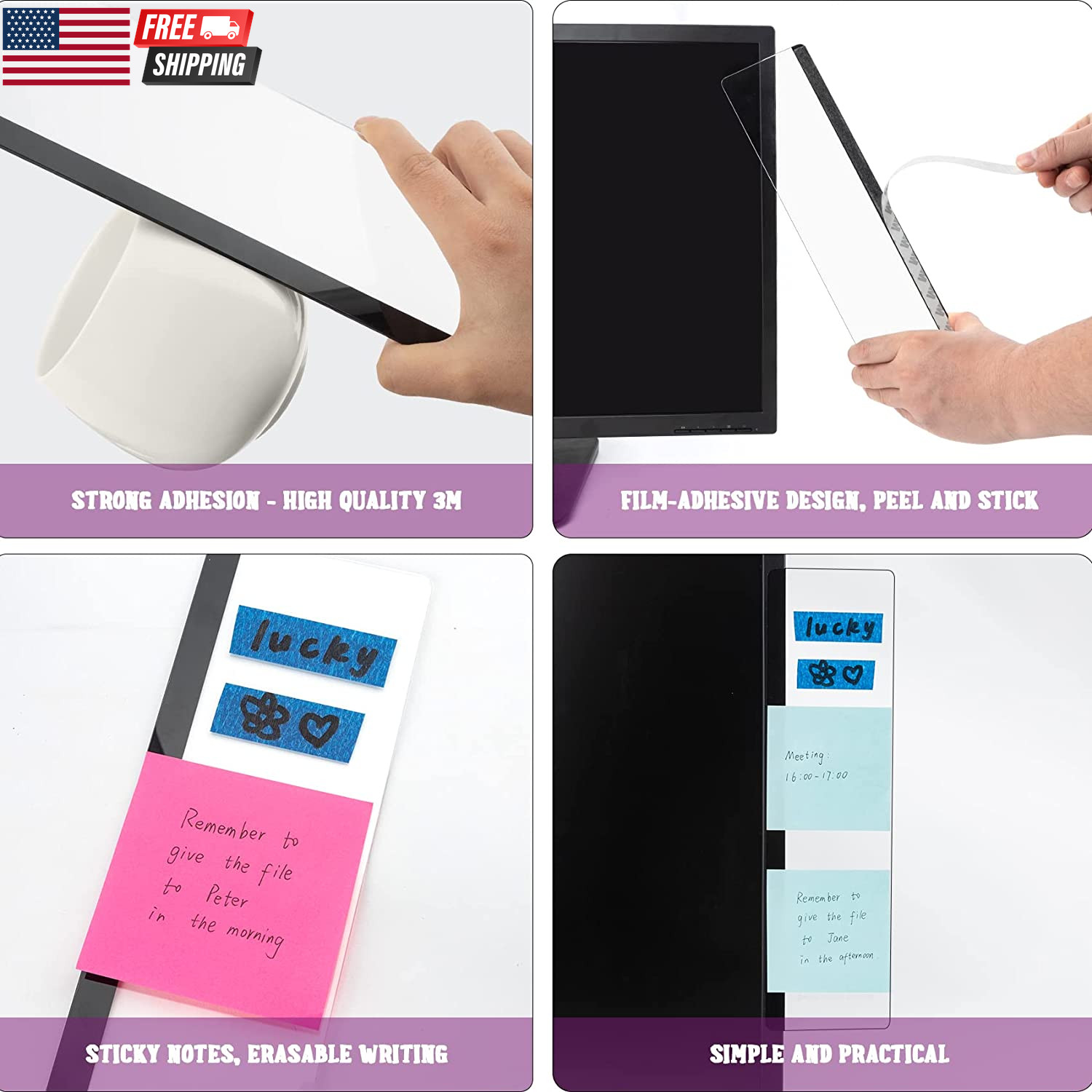 Office Desk Accessories 2Pcs Computer Monitor Memo Board Message Board Supplies