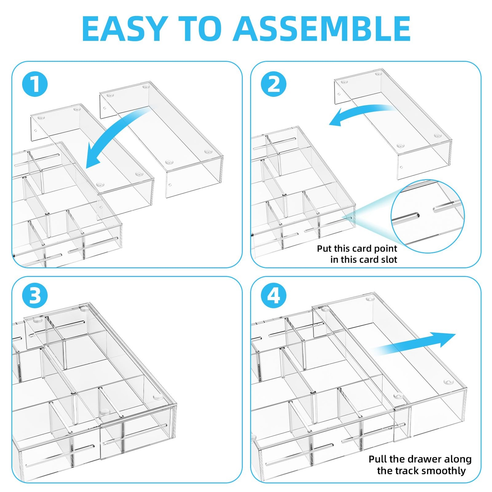 Acrylic Expandable Drawer Organizer, Clear Desk Drawer Organizer Tray with 5 …