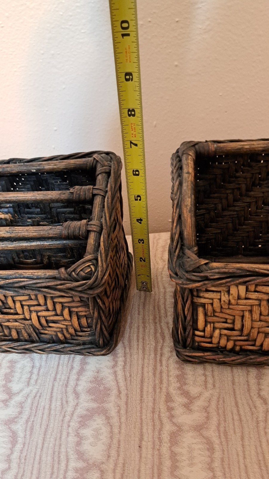 Vintage 4 Pc Woven Bamboo Rattan Wicker Desk Organizer Set Pencil Letter Boho
