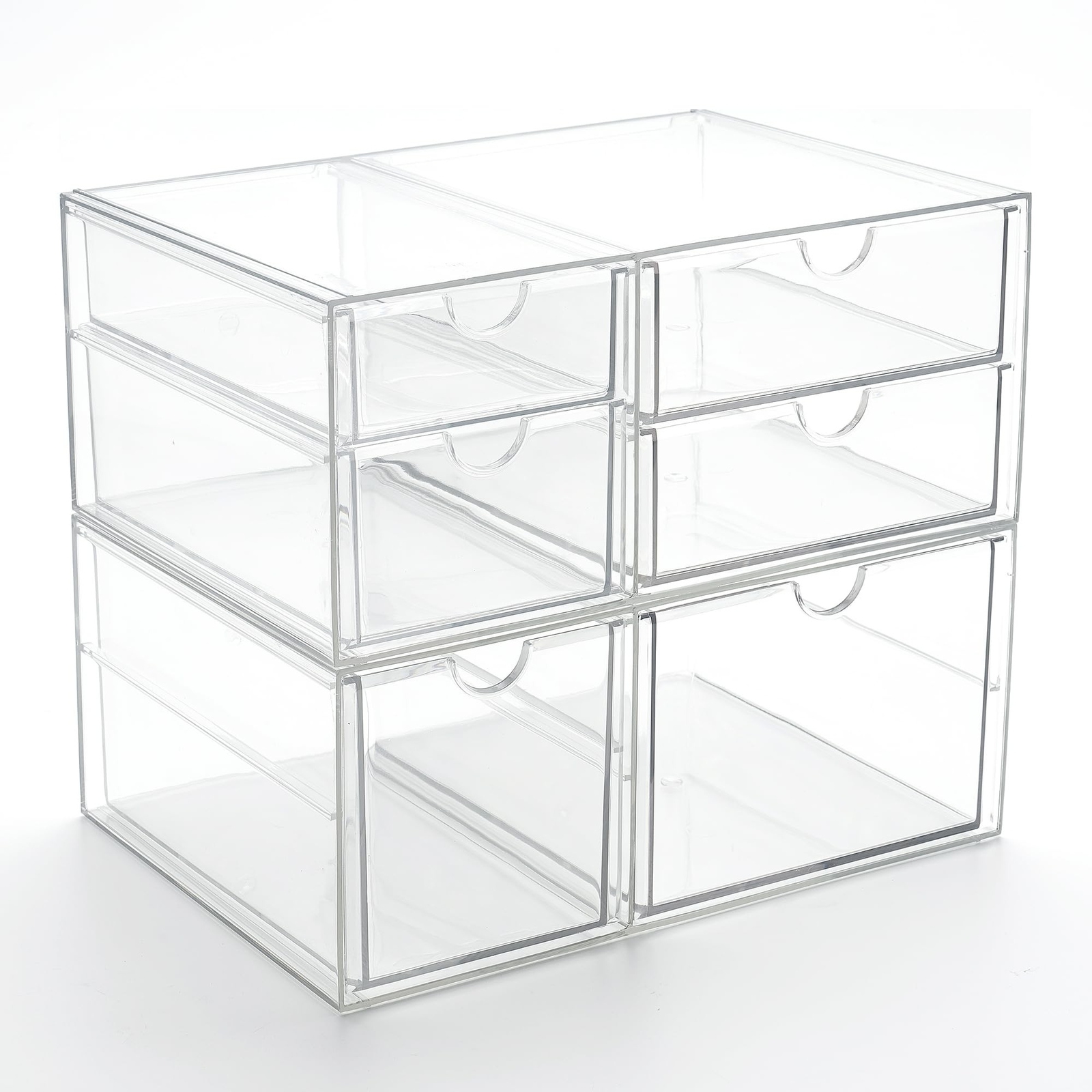 Prsildan Acrylic Drawer Makeup Organizer with 6 Drawers, Set of 2 Office Desk…