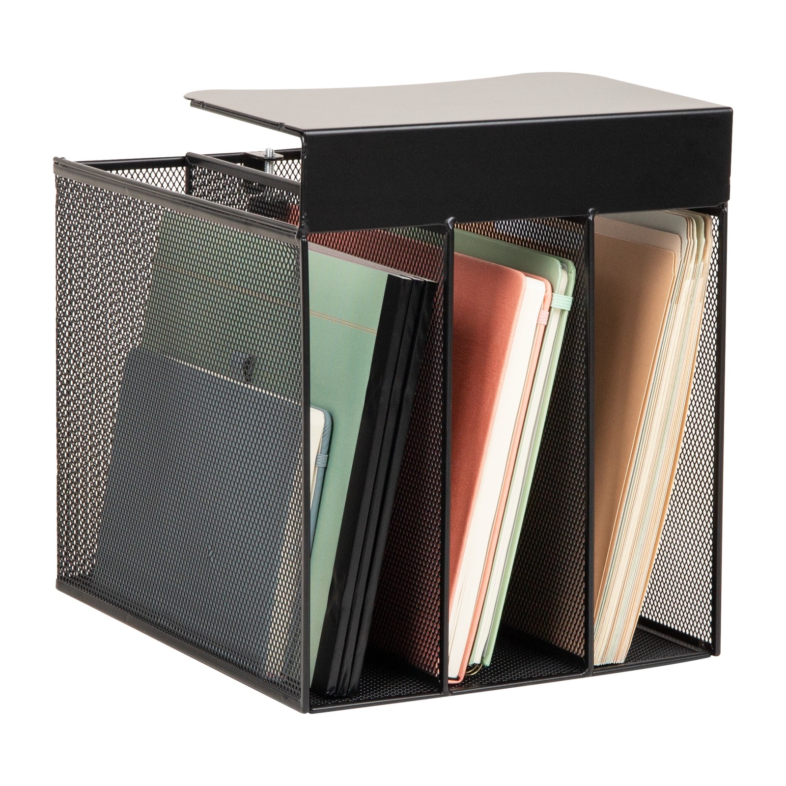 Slide-On Under Desk File Organizer No Tools Required Hanging Storage Laptops