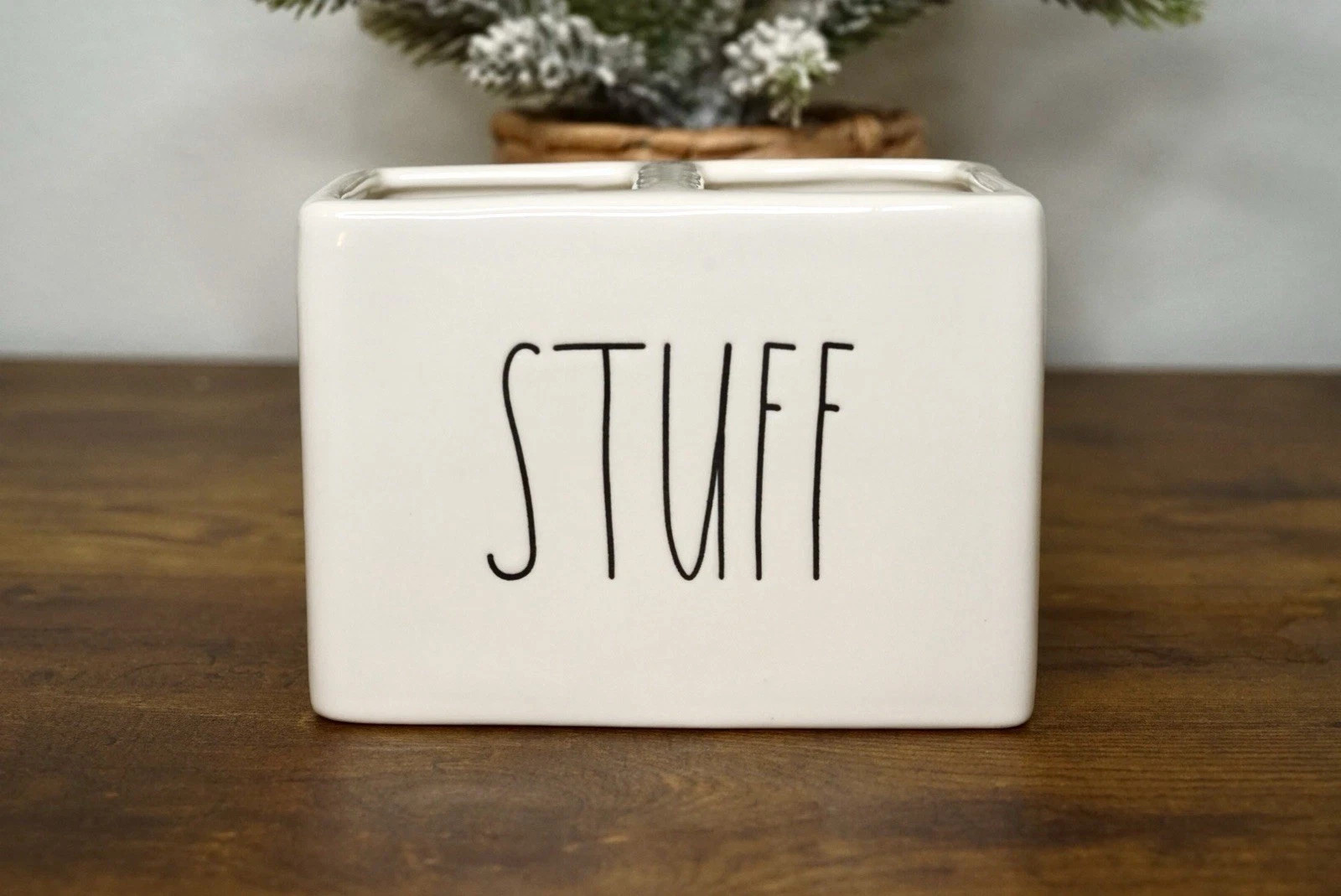 NEW Rae Dunn White “Stuff” Desk Organizer Bathroom Storage Ceramic Container