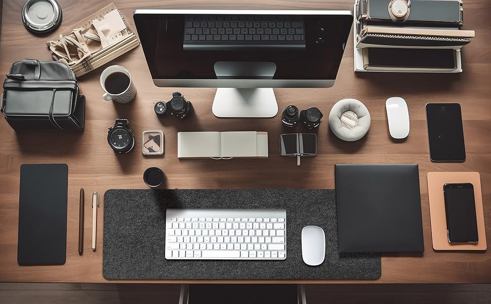 Large Felt Desk mat 36×12 inches, with Non-Slip Full Desk Mouse Pad,Office