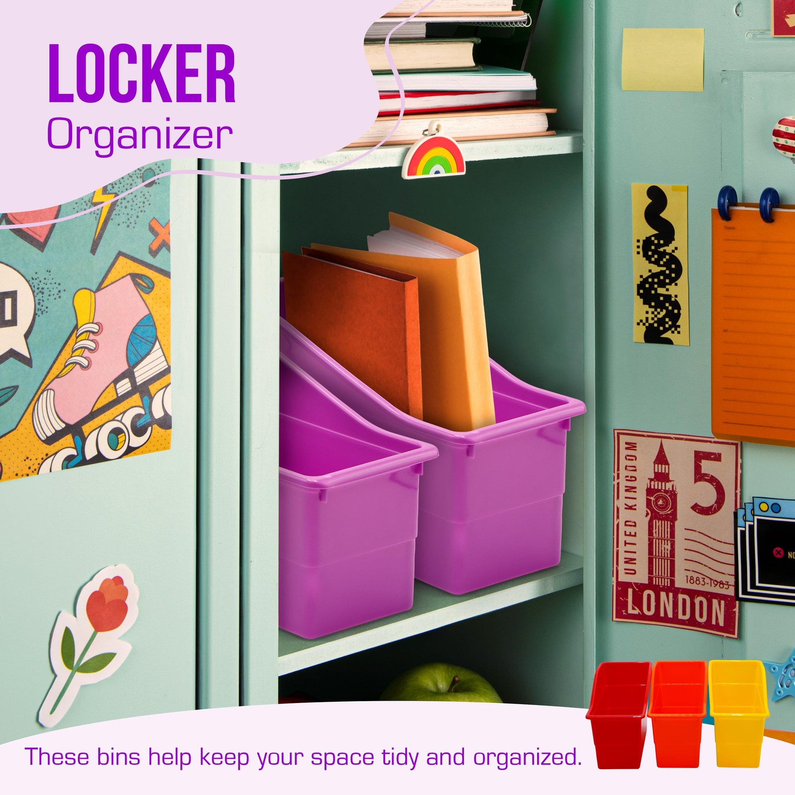 6 Durable Book and Binder Holder, Files Book Bins for Classroom, Plastic Vert…