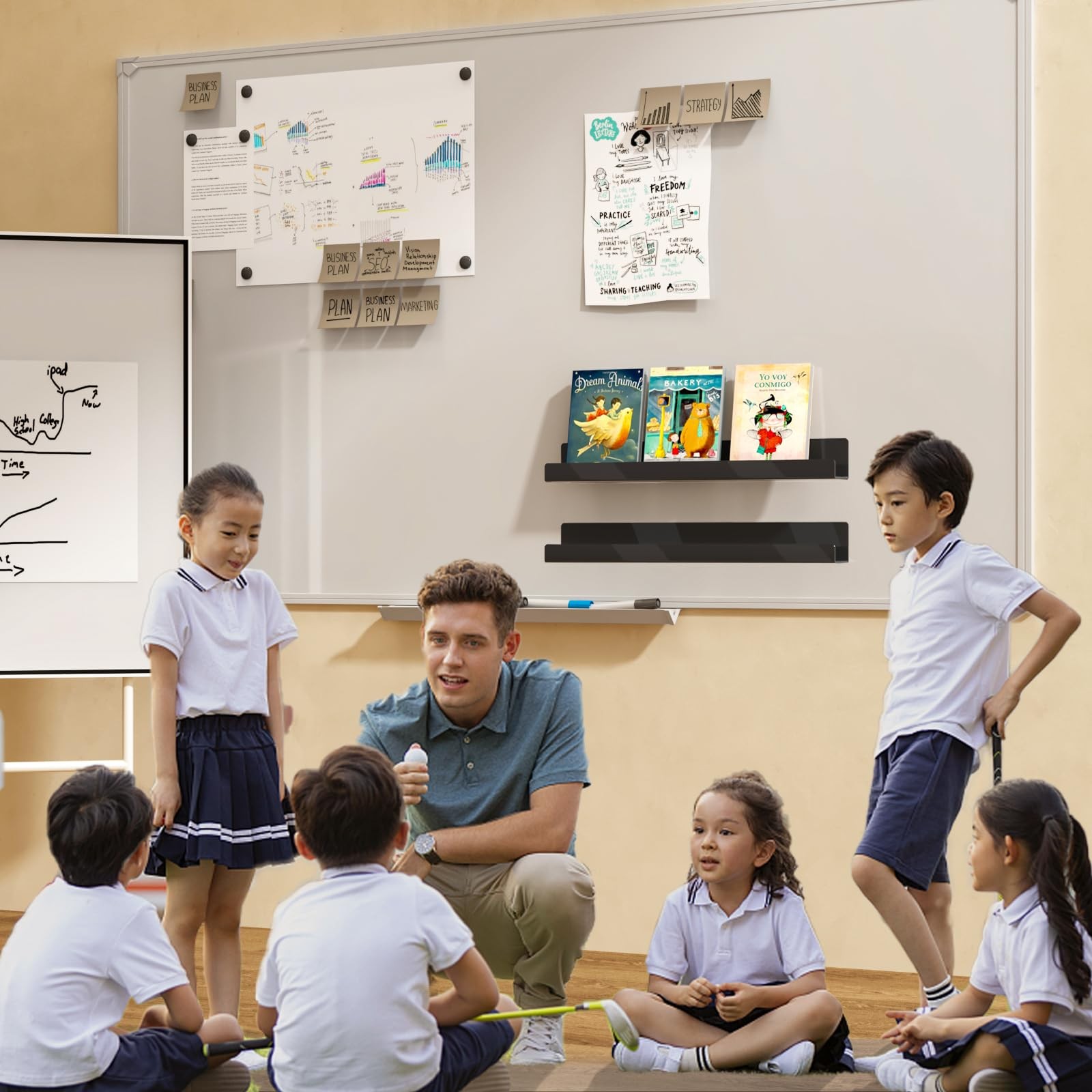 Magnetic Book Shelf for Whiteboard: Acrylic Book Display Shelf with Strong Ad…