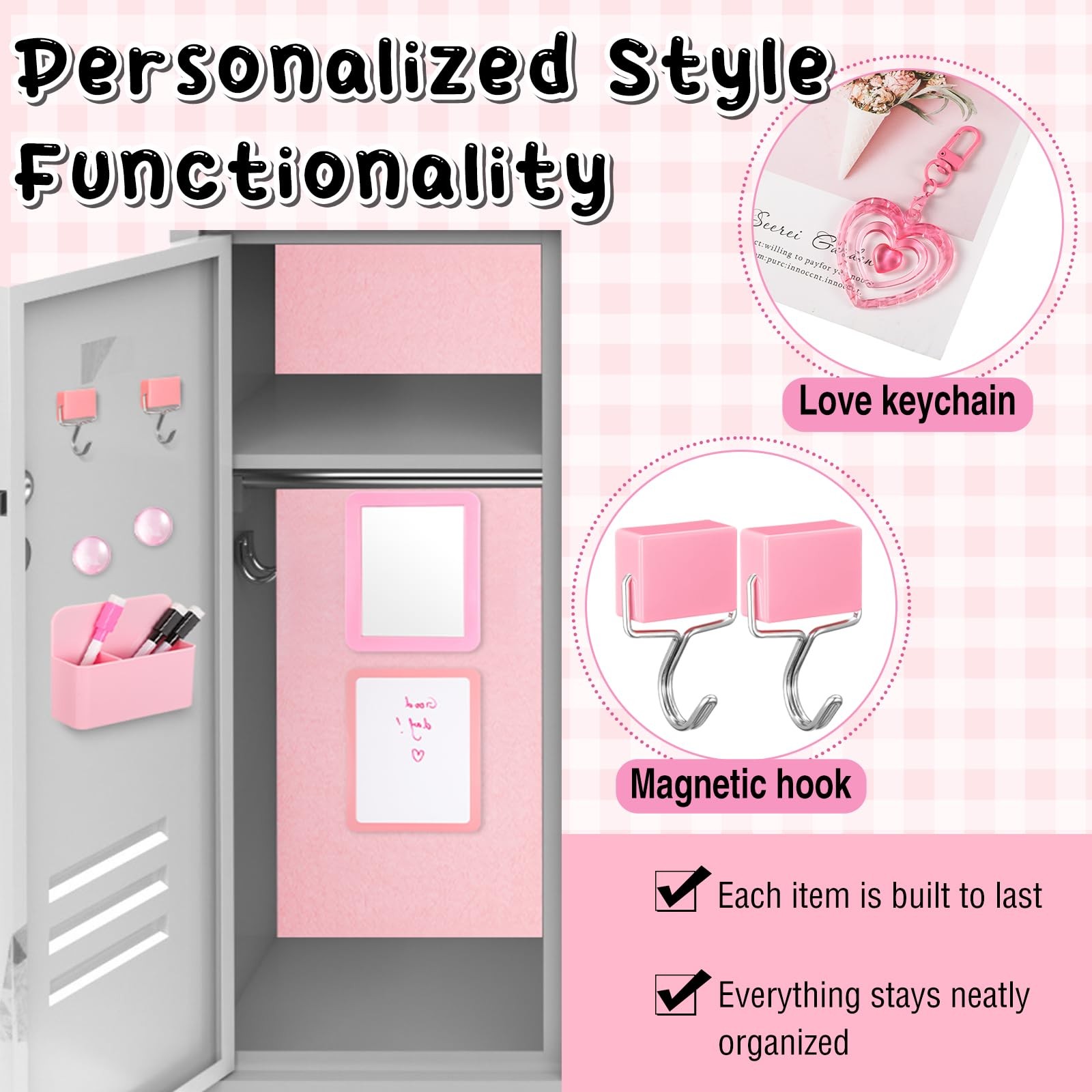 12 Pcs Locker Accessories Kit Magnetic Mirror Whiteboard Pen Holder Magnet Ho…