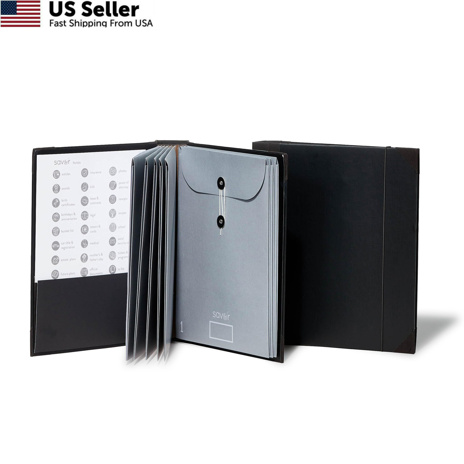 The Folio® Important Document Organizer by Savor | Organizer, Black