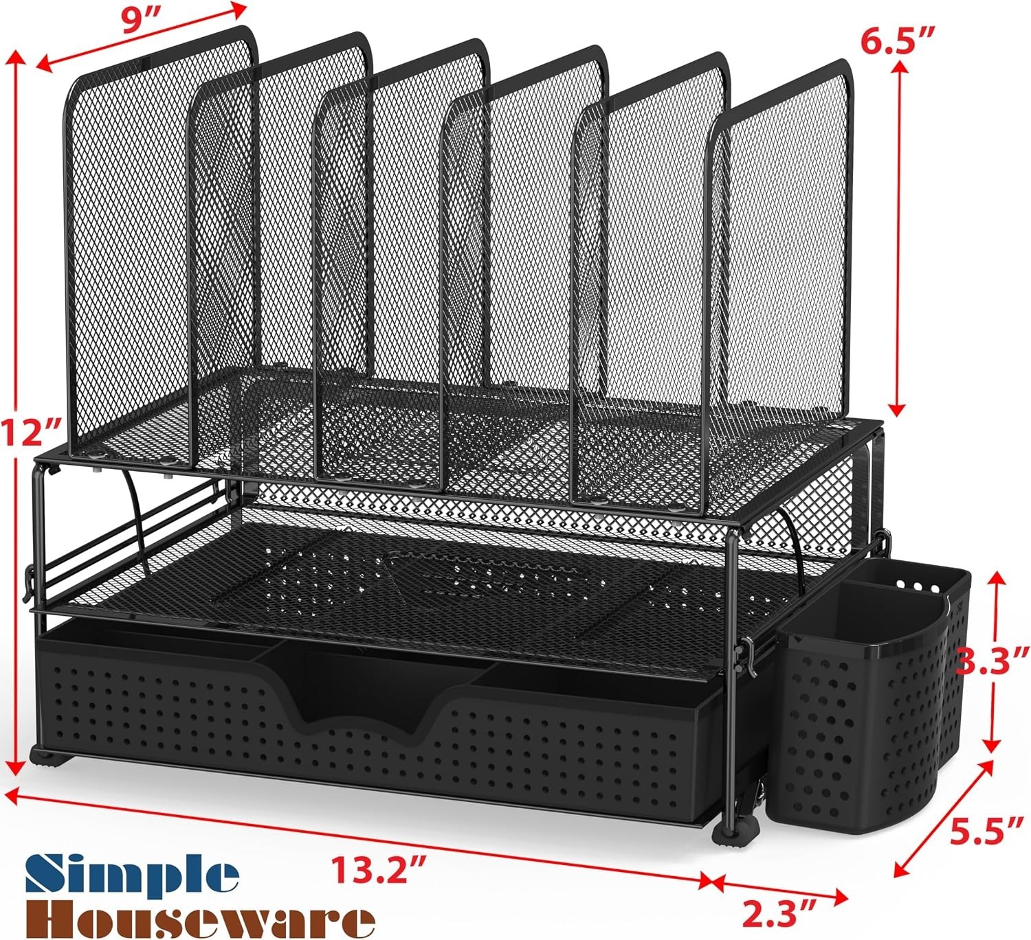 Modern Black Desk Organizer with Detachable Pen Bucket – Effortless Storage