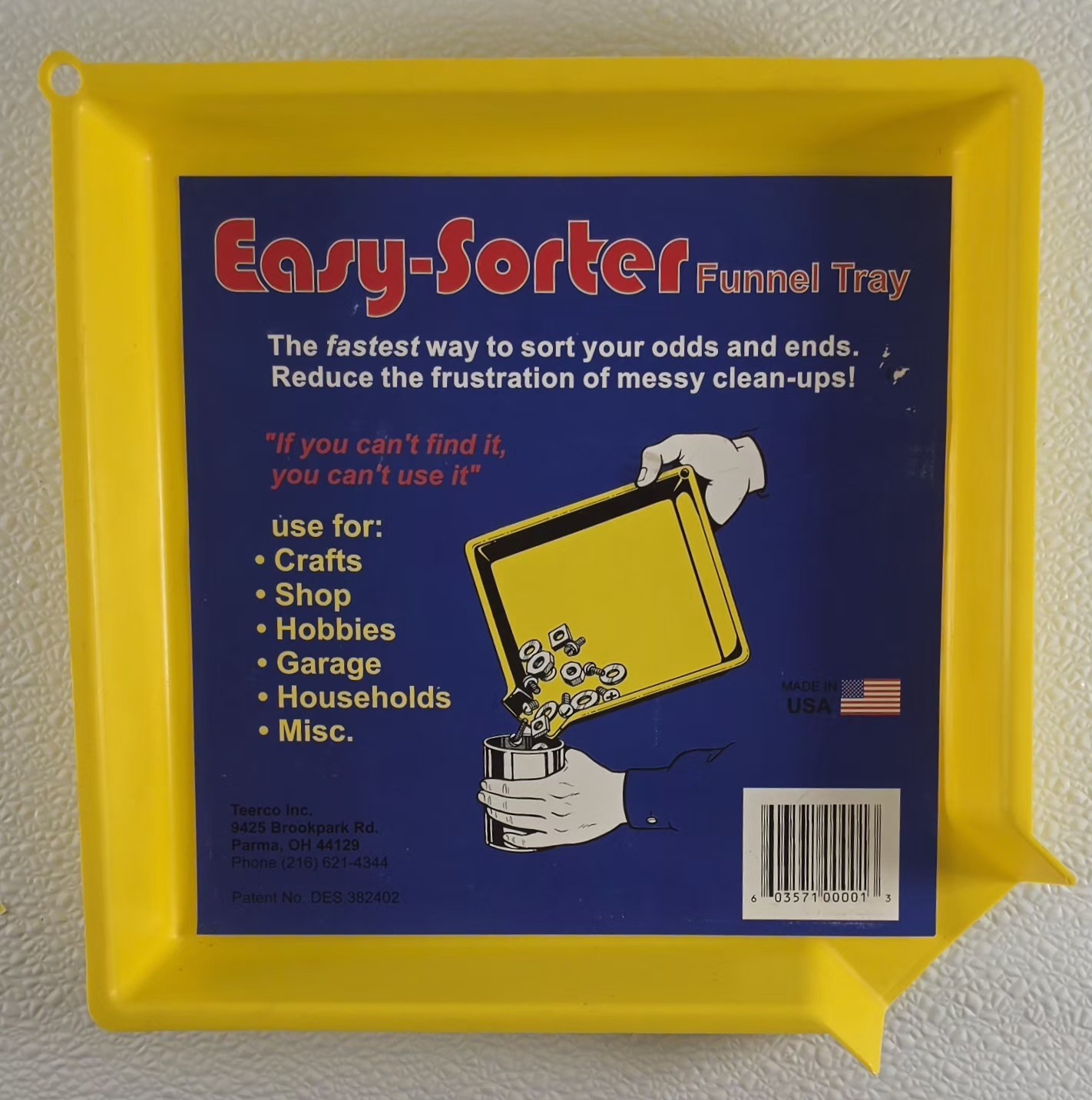 EASY – SORTER FUNNEL TRAY 9.5″ x 9.5″ x 1.5″ (2 – Pack) Yellow