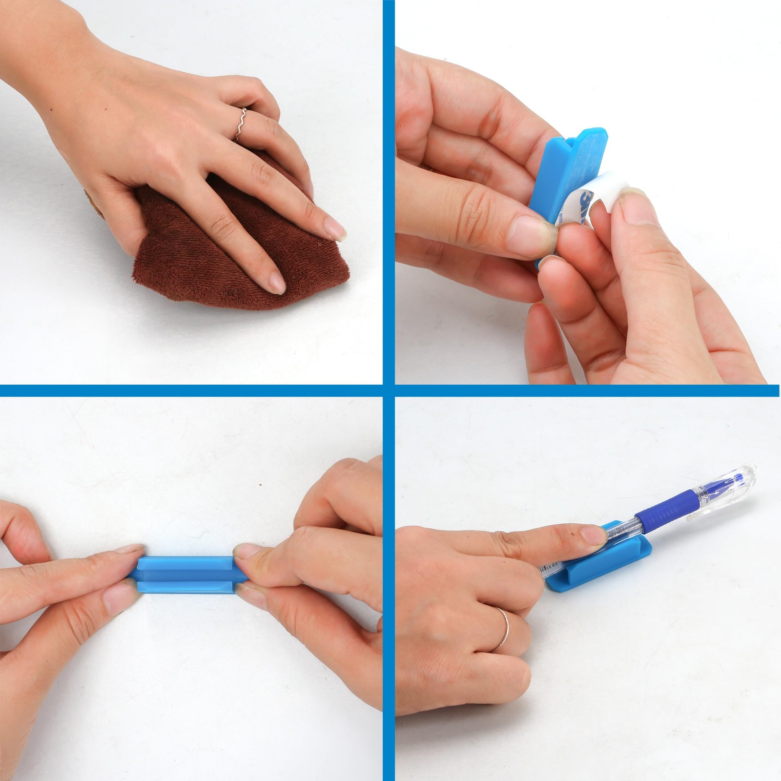 New Pencil Desk Holder for Grips Adhesive Student Classroom Pen Clip Wall Sil…