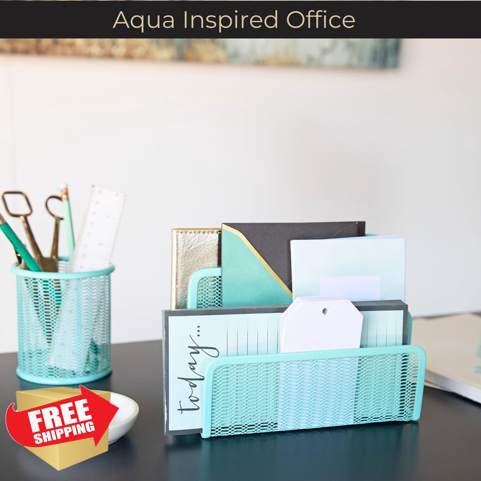 BLU MONACO Aqua Metal Mesh Letter Sorter