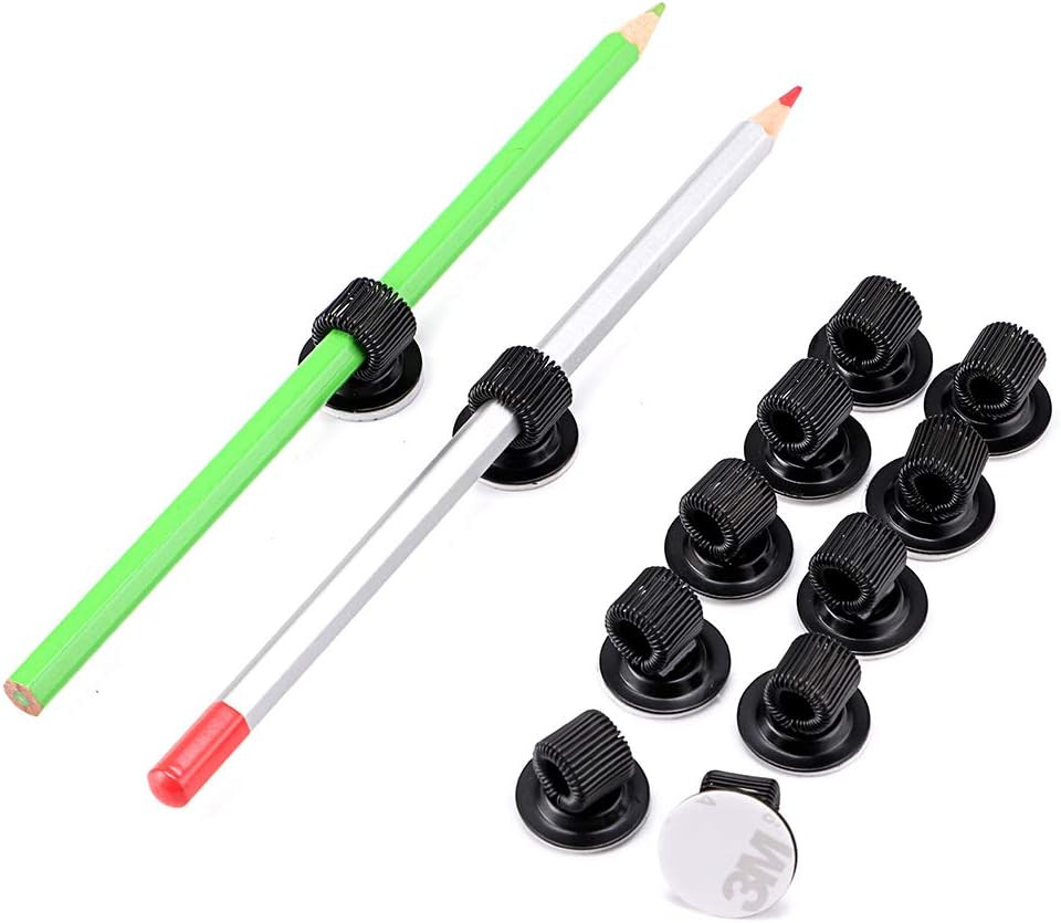 12 Pack Plating Pen Holder Clips- Self Adhesive Pen Pencil 12Pcs-Small Black