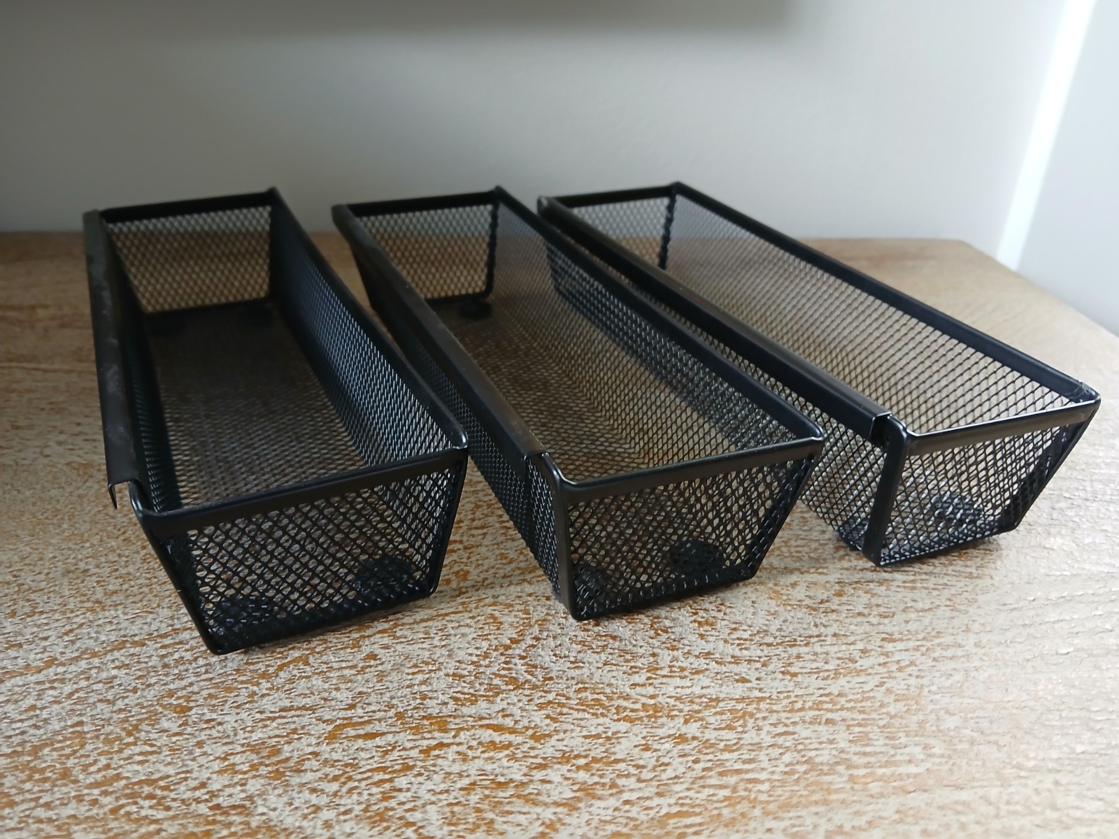 Desk Office Utensil Organizers Black Wire Mesh Container Store Trays Pen Holder