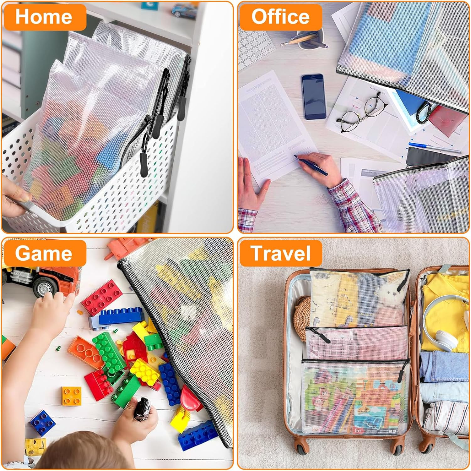 20Pcs Mesh Zipper Pouch Bags A4 Mesh Bags for Classroom Organization, Waterproof