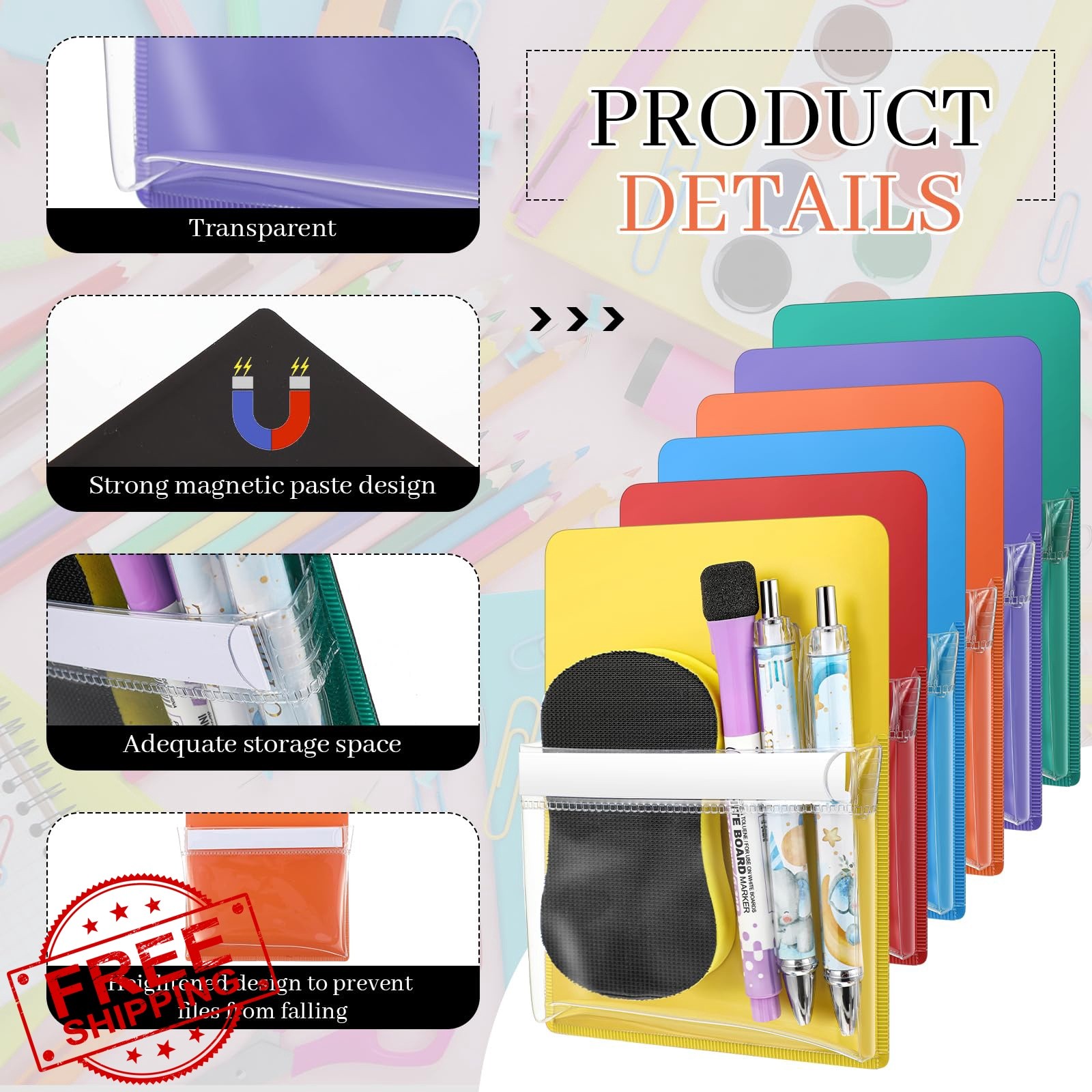 Sherr 6 Pcs Magnetic Pockets Mixed Colors