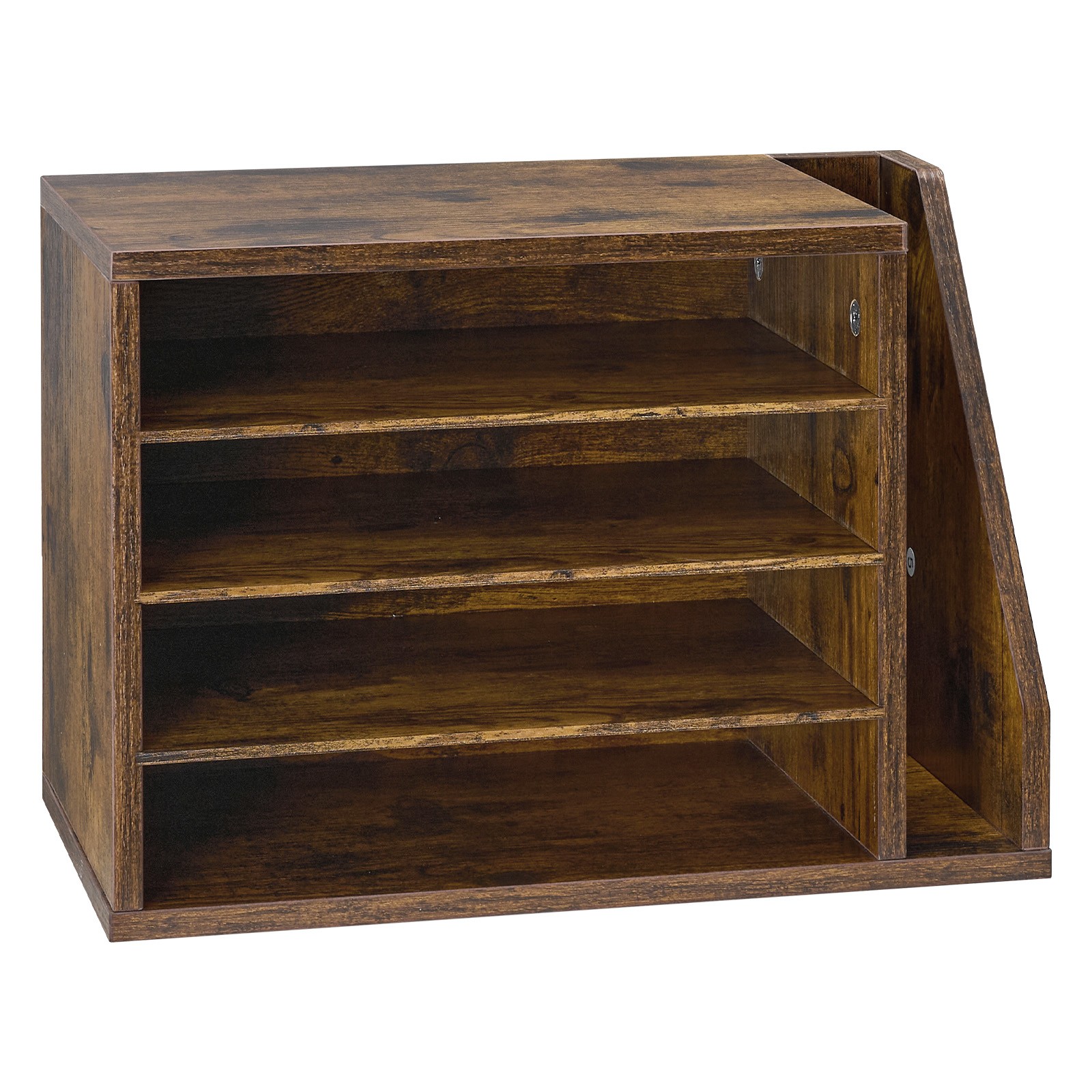 Uimoso 4-Compartment Office Mail Organizer with Detachable Shelves, Brown