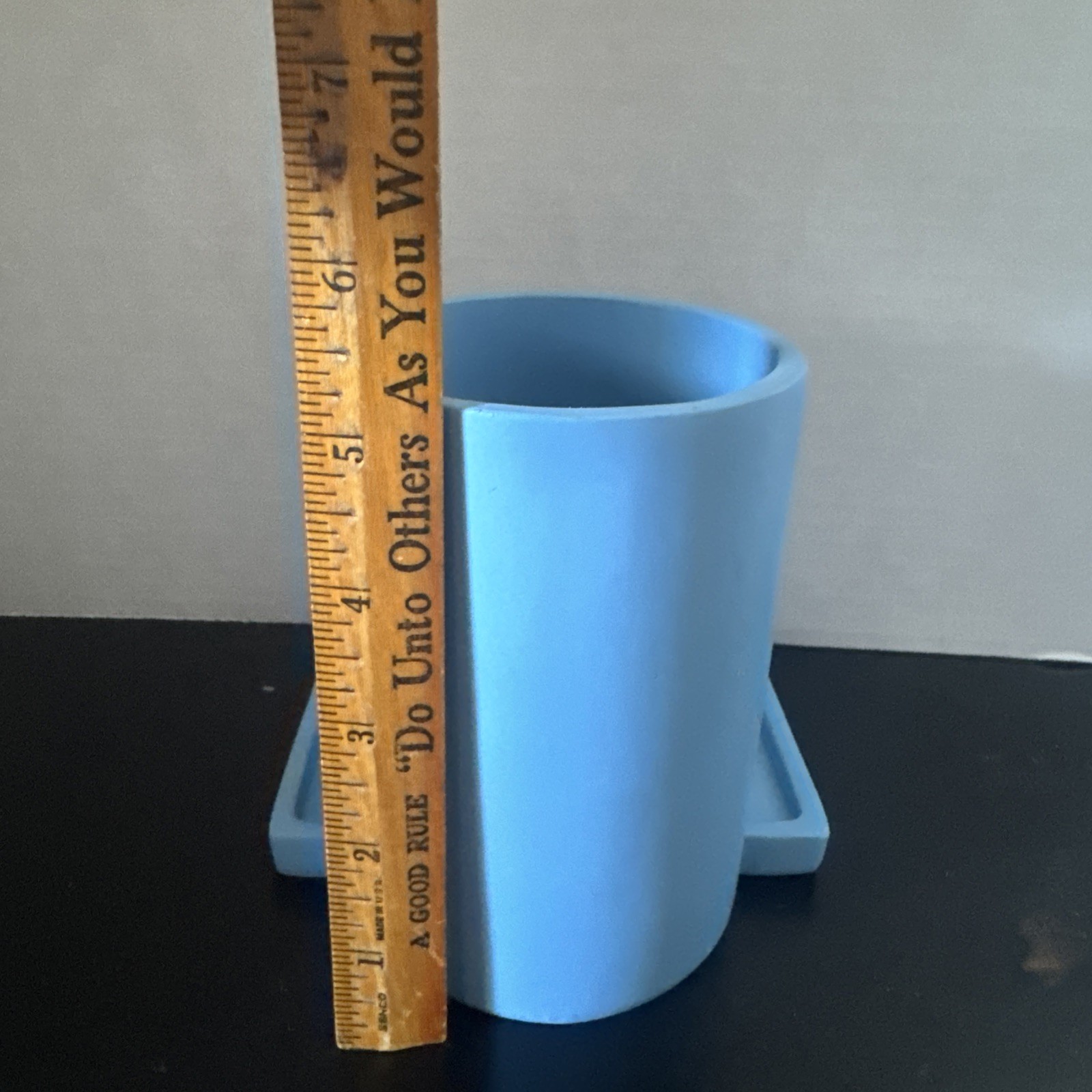 Ashland Spring Pen Cup w/ Tray Base, Solid Matte Modern Organizer Blue