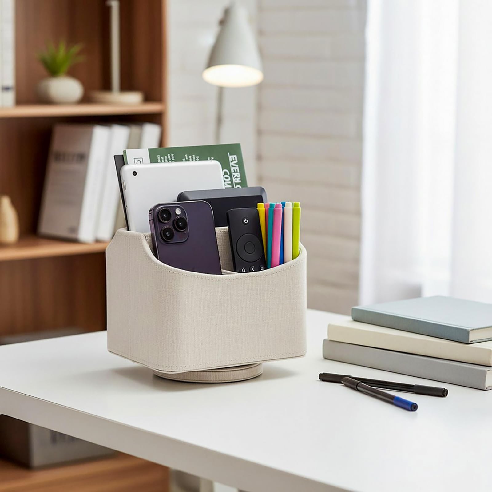 Rotating Desk Organizer, 360 Desk Spinning Caddy, Desktop TV Guide/Mail/Media…