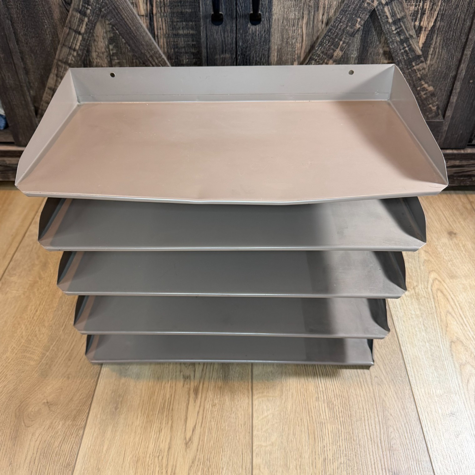 Vintage Metal Paper Holder 5-Tier Shelf File Letter Tray Desk Organizer READ