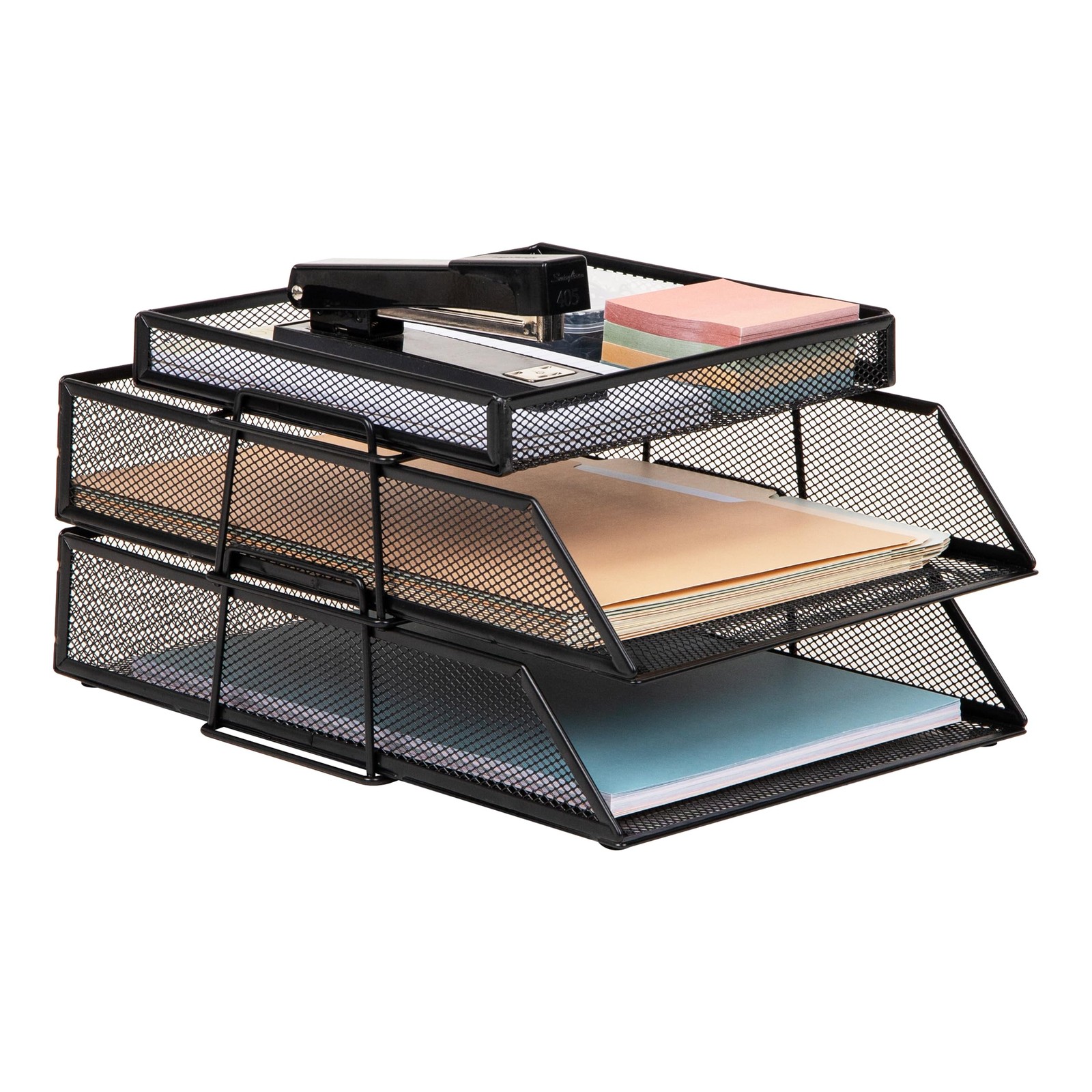 Mind Reader 2 Tier Paper Tray with Top Supply Compartment, Desktop File Organ…