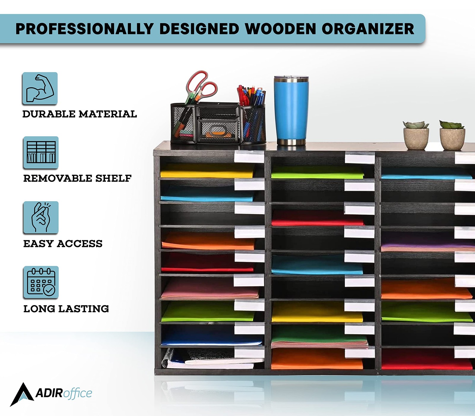 Classroom Mailbox – Wooden Literature Organizer , Construction Paper Storage …