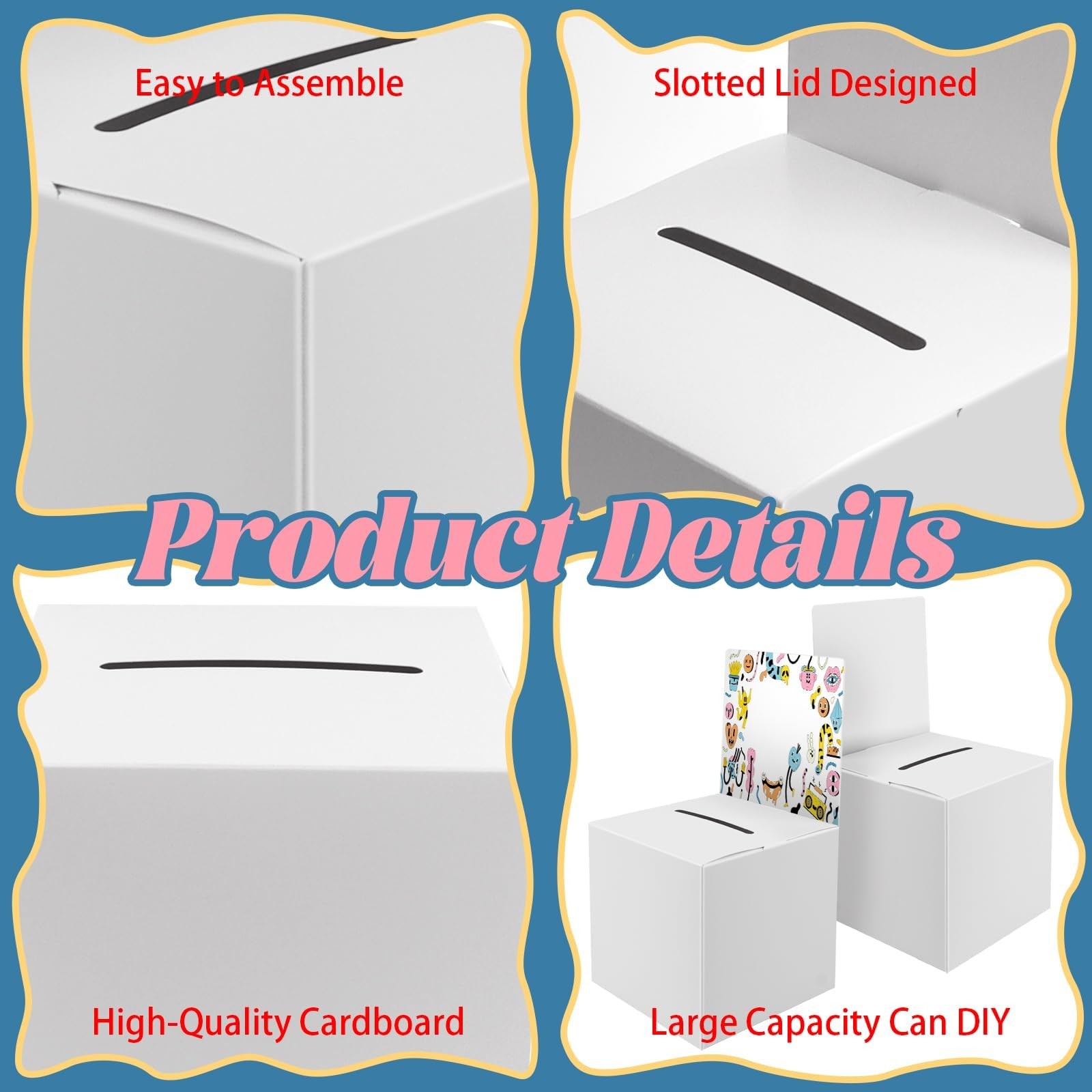 Jyongmer 36-Pack Cardboard Ballot Boxes w/ Slot 6x6x6″ – Raffle/Donation/Vote