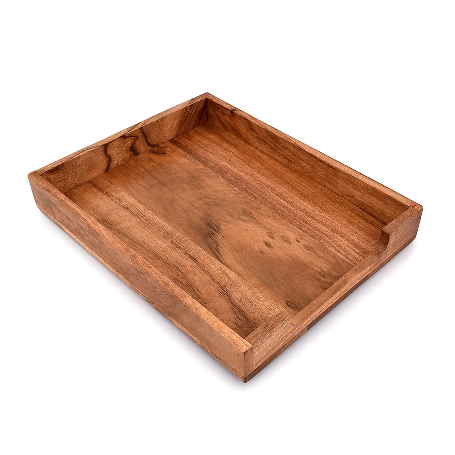 Letter Trays & Stacking Supports Acacia Wood Desk Document, File Folder