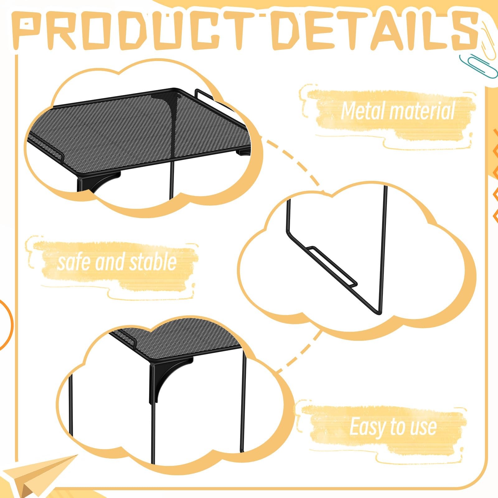2 Pcs Locker Organizer Shelf Black and White Stackable Extra Locker Shelf Sto…
