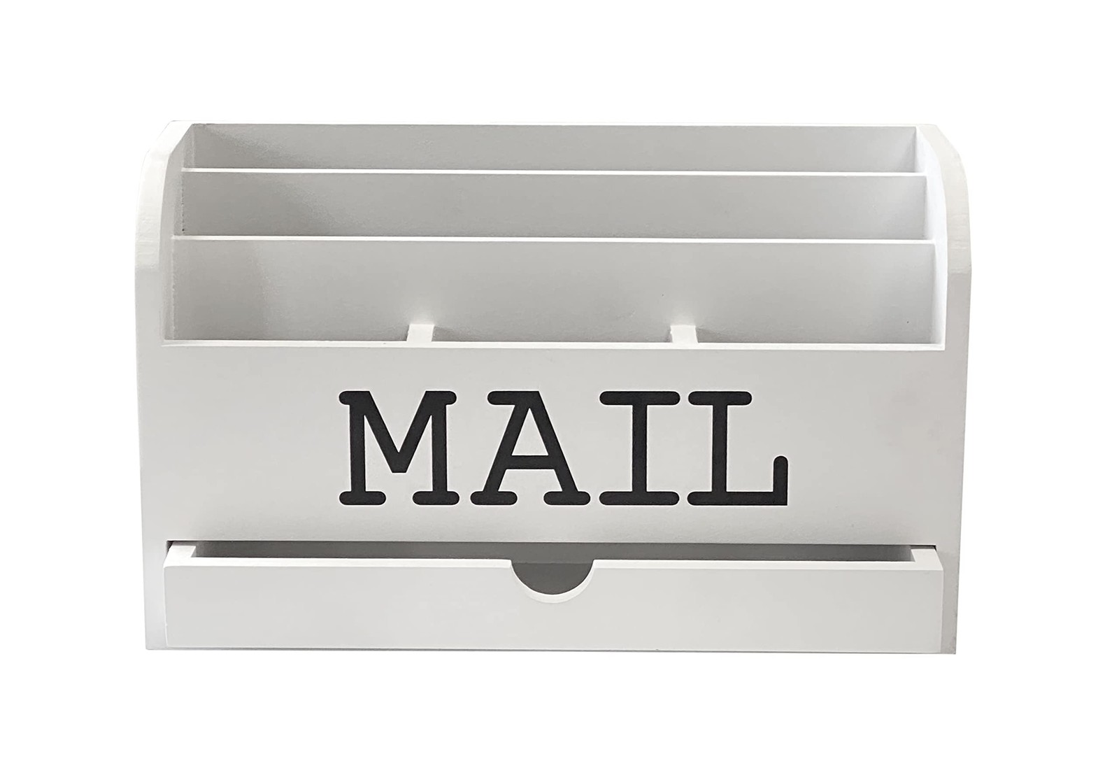 White Desk Organizer Wooden Mail Storage box for tabletop office home,5 compa…