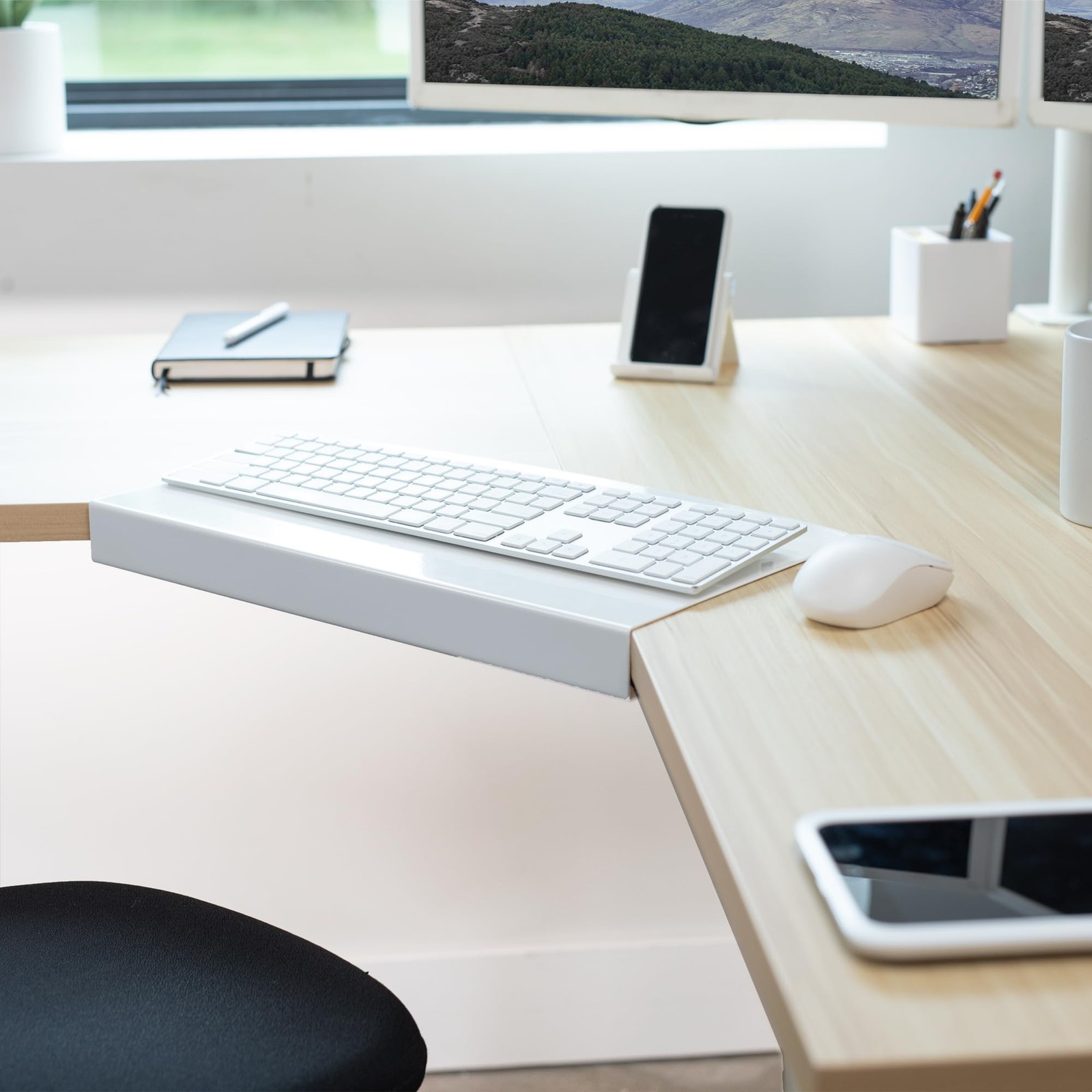 VIVO 17 inch Corner Desk Connector Sleeve for Keyboard 17″ Straight, White