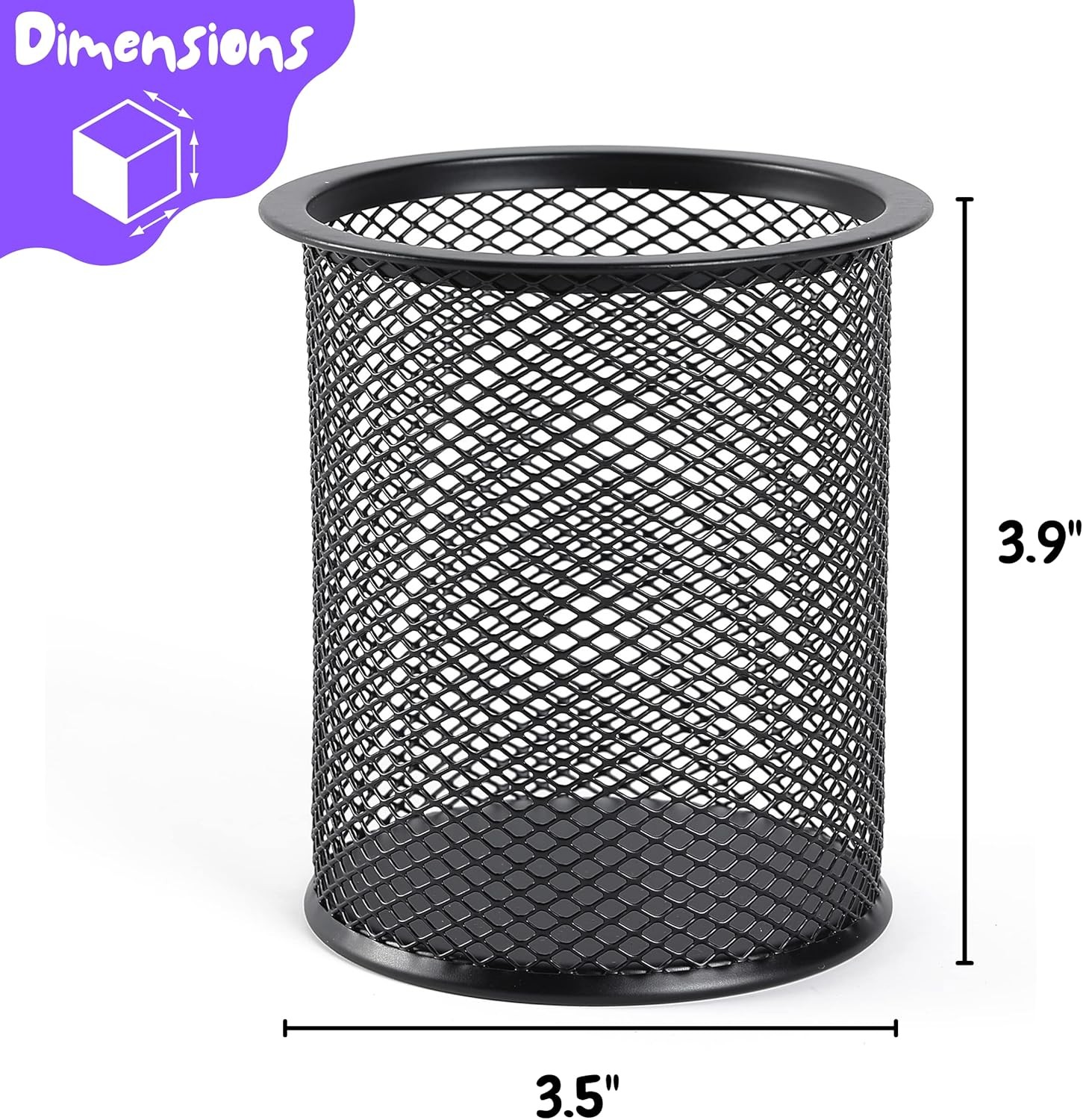 3pcs Metal Mesh Pencil Cup Holder Black Organizer Desk Pen Cups