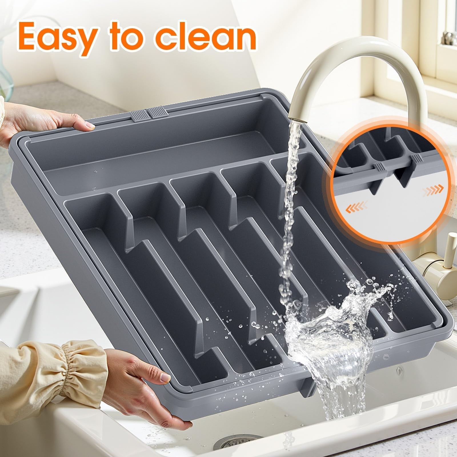 SpaceHacks Silverware Organizer,Adjustable & Expandable Utensil Drawer Organizer