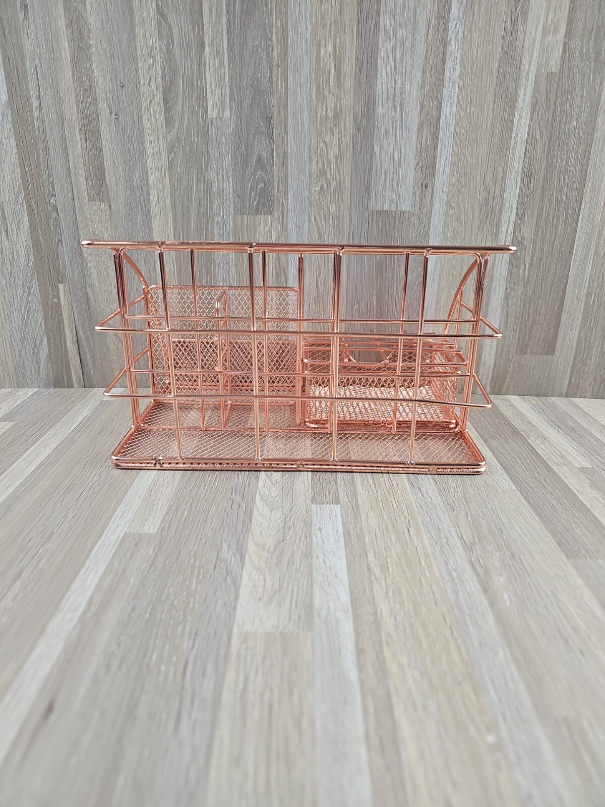 Rose Gold Metal Desk Organizer