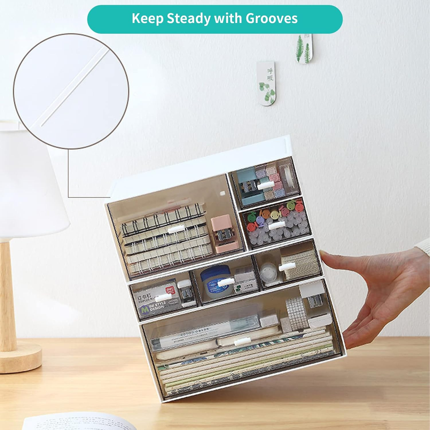 Stackable Desk Organizer with 7 Drawers for Office, Makeup & Supplies – Blue