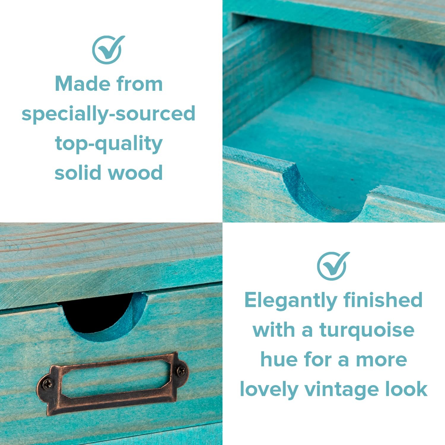 Woodaholic 5-Piece Full Matching Set Turquoise Wooden Cabinetseuropean Country