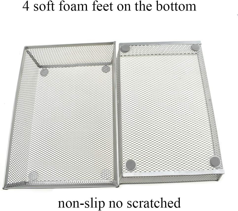 Stackable Mesh Tray Cup 9 x 6 x 2 inches Sturdy Container for Desk Drawer Org…