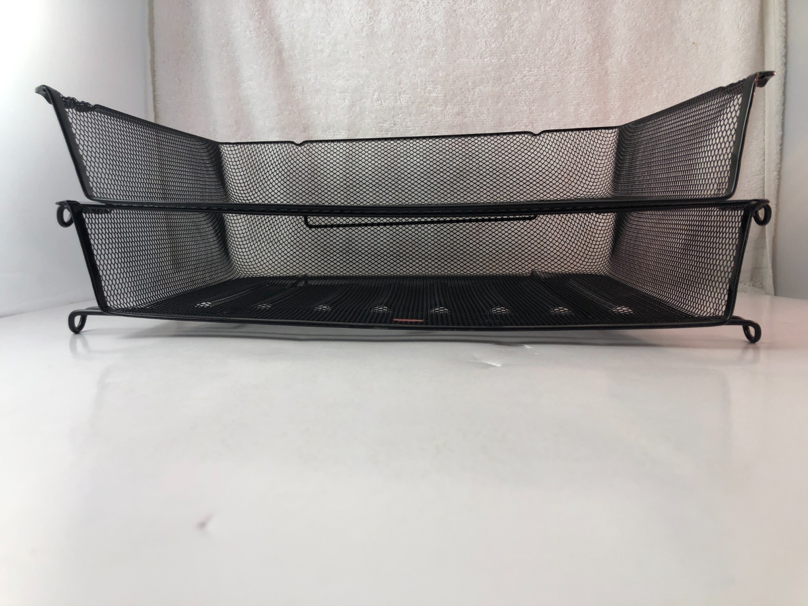 Stackable Metal Mesh Paper Trays Desktop Organizer File Storage Office 2 Pcs.